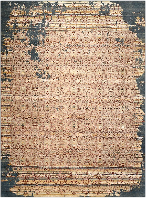 Современный Индийский ковер Shabby Classic №3844 368x270cm из шерсти и бамб. шелка в стиле неоклассика