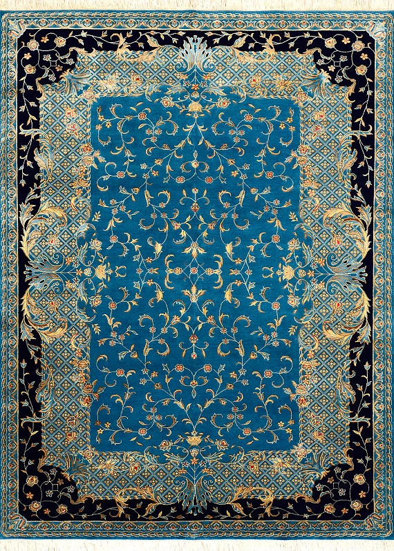 Современный Индийский ковер Aubusson №1841 242x178cm из шерсти и шелка в стиле неоклассика