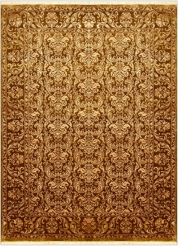 Современный Индийский ковер Damask №2200 238x171cm из шерсти и шелка в стиле неоклассика