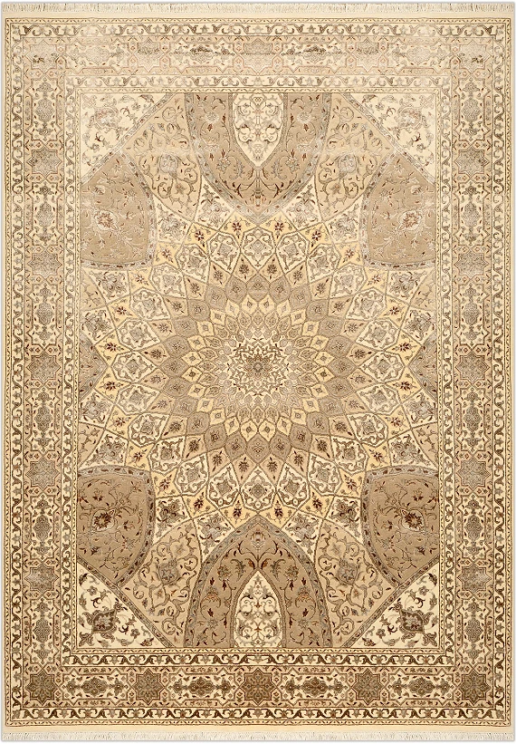 Современный Индийский ковер Gombad Neo №2592 248x171cm из шерсти и бамб. шелка в стиле неоклассика
