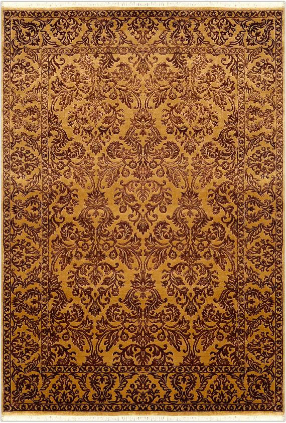 Современный Индийский ковер Damask №2197 247x172cm из шерсти и шелка в стиле неоклассика