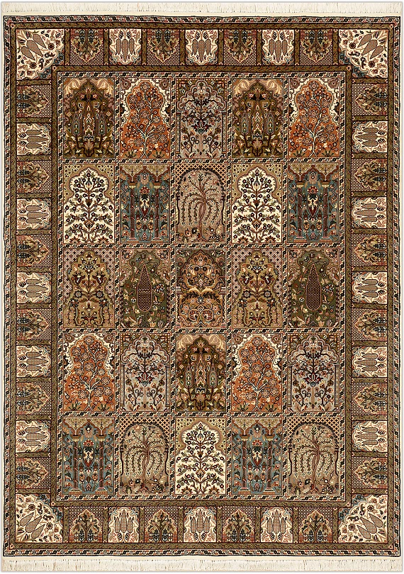 Индийский Paradise Garden ковер №2513 244x178cm из шелка и шерсти