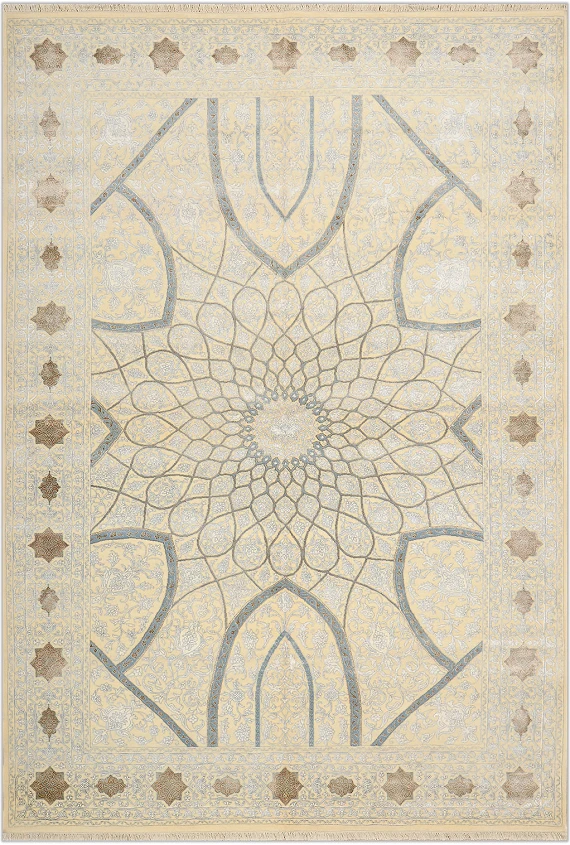 Современный Индийский ковер Gombad Neo №2534 305x206cm из шерсти и шелка в стиле неоклассика