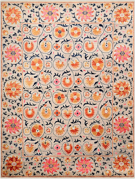 Шерстяной Пакистанский ковер Suzani №3882 362x268cm