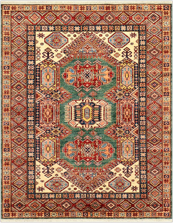 Шерстяной Кавказский ковер Kazakh №3926 197x158cm