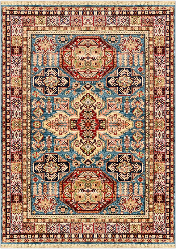 Шерстяной Азербайджанский ковер Kazakh №3927 214x156cm