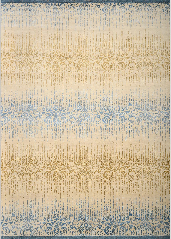 Современный Индийский ковер Amboise №2111 424x299cm из шерсти и бамб. шелка в стиле неоклассика