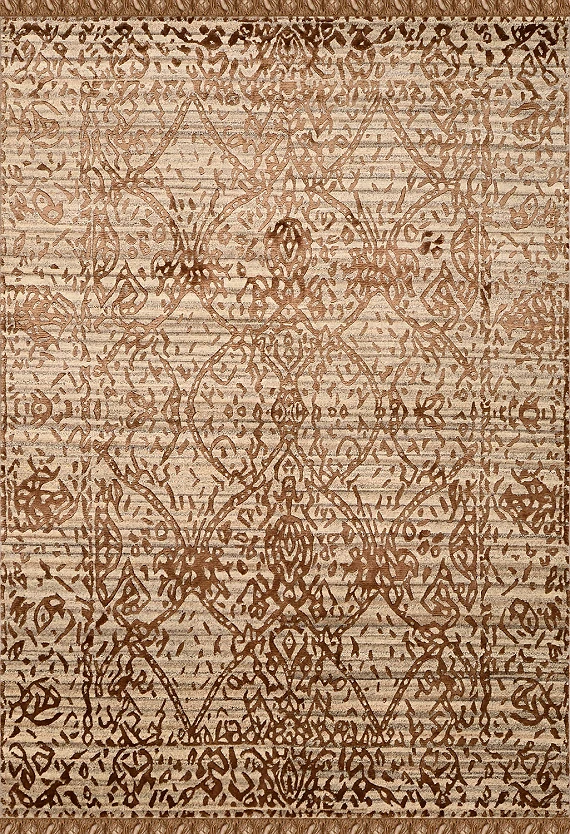 Современный Индийский ковер Amboise №2128 212x151cm из шерсти и бамб. шелка в стиле неоклассика