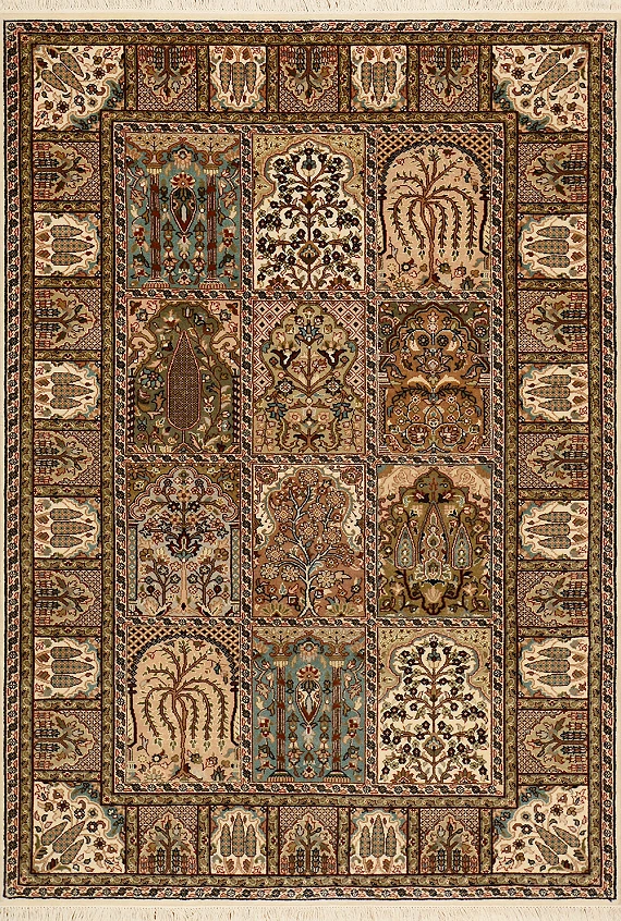 Индийский Paradise Garden ковер №2583 183x126cm из шелка и шерсти