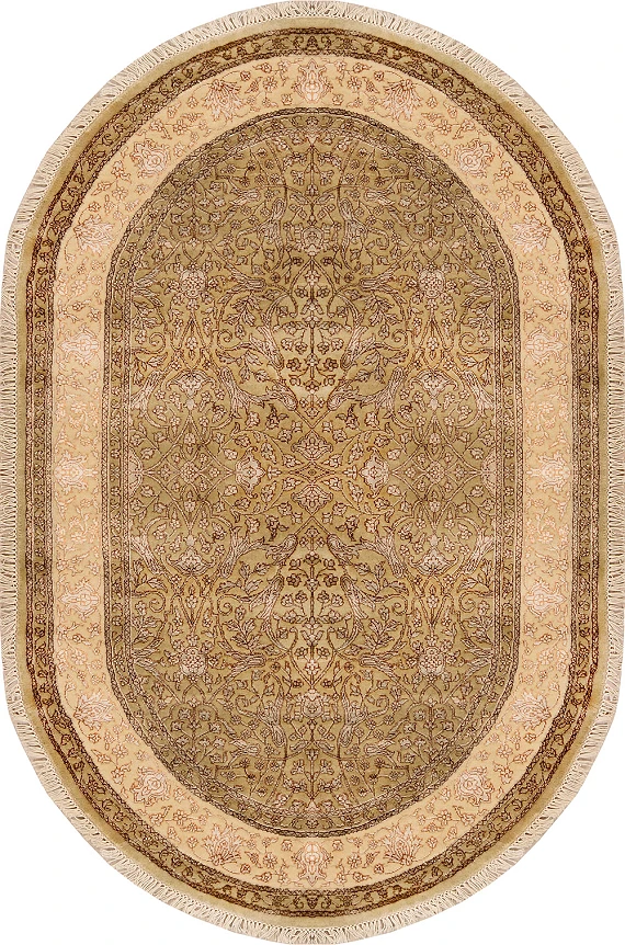 Современный Индийский ковер Renaissance №2055 180x118cm из шерсти и шелка в стиле неоклассика