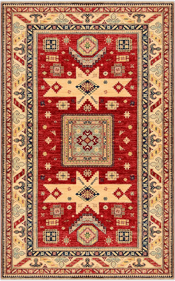 Шерстяной Кавказский ковер Kazakh №1567 254x165cm