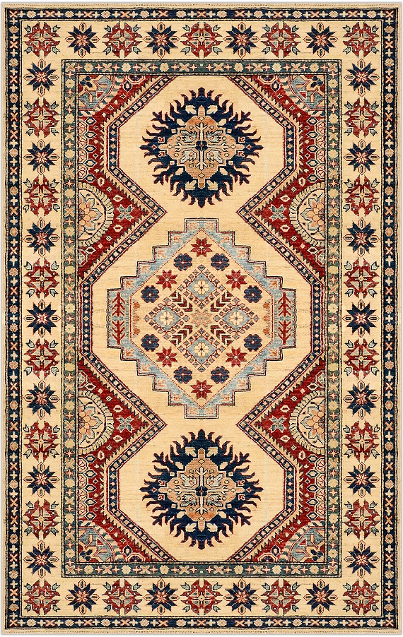 Шерстяной Кавказский ковер Kazakh №1522 228x145cm