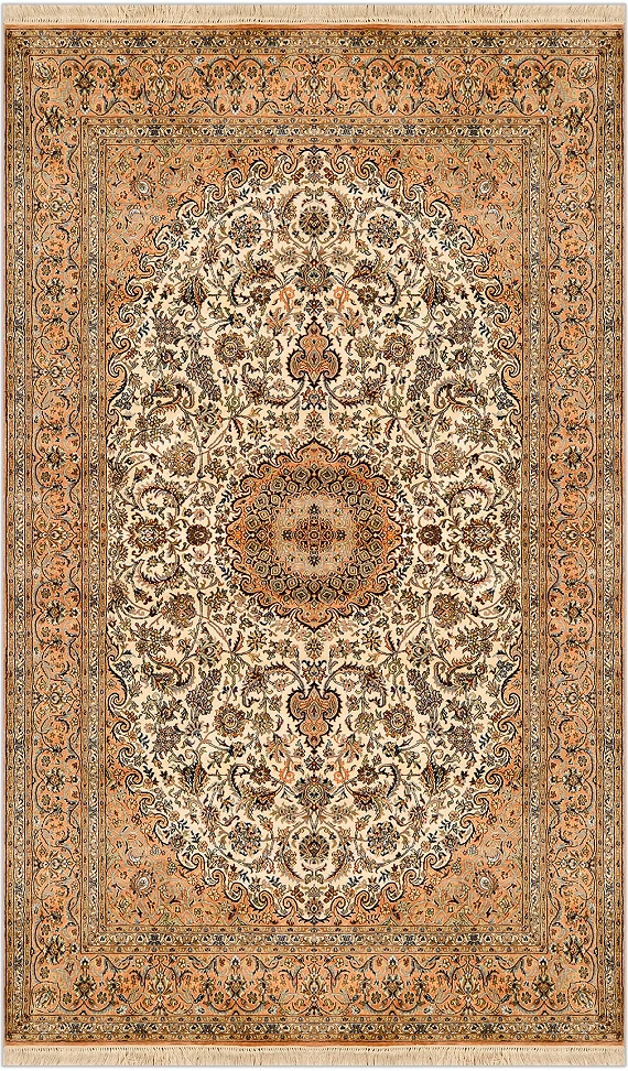 Шелковый Индийский ковер Kashmir №1639 193x127cm