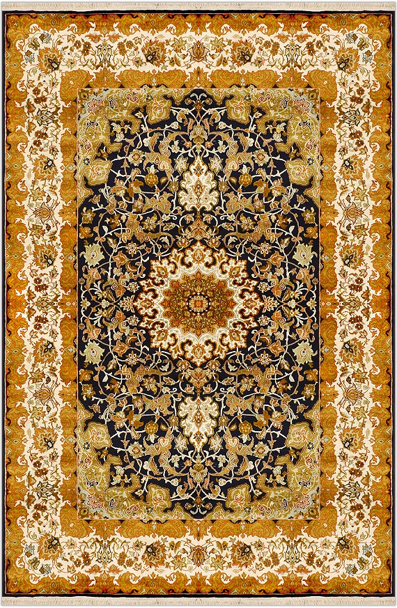 Шелковый Индийский ковер Kashmir №1708 196x127cm