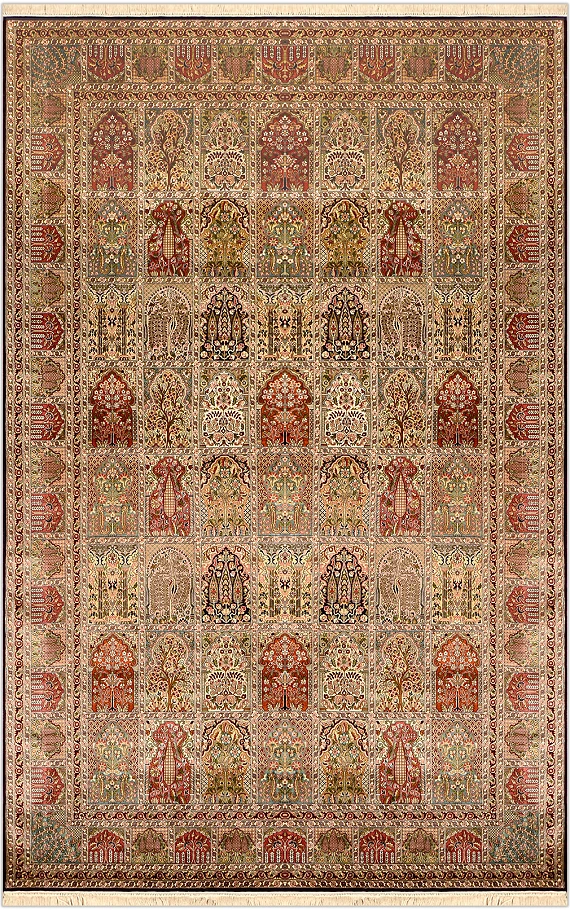 Шелковый Индийский ковер Paradise Garden №1745 281x184cm