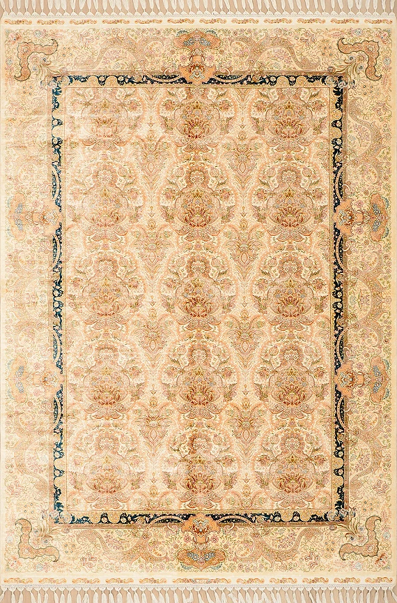 Современный Индийский ковер Rocaille №2665 235x168cm из шелка в стиле неоклассика
