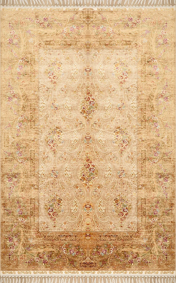 Современный Турецкий ковер Aubusson №1434 306x198cm из шелка в стиле неоклассика