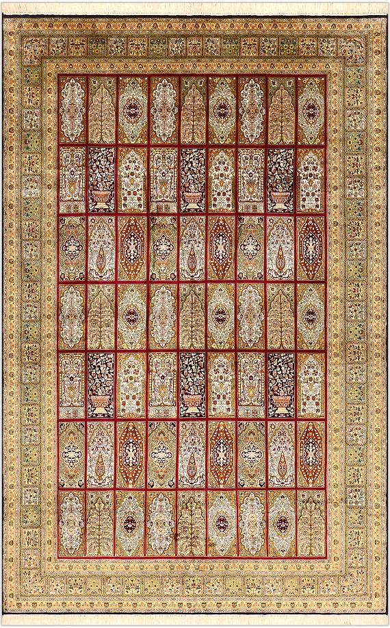 Шелковый Индийский ковер Paradise Garden №1651 275x180cm
