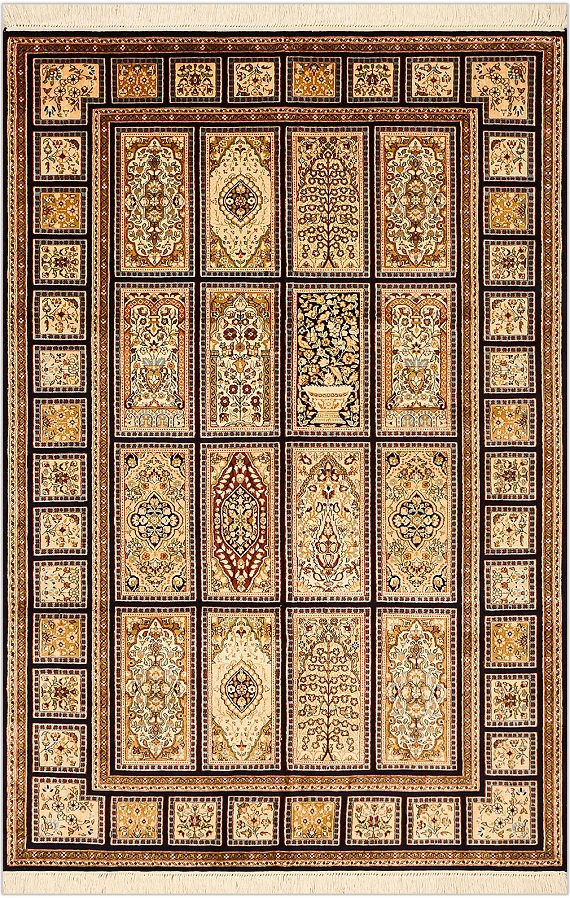 Шелковый Индийский ковер Paradise Garden №1585 197x122cm