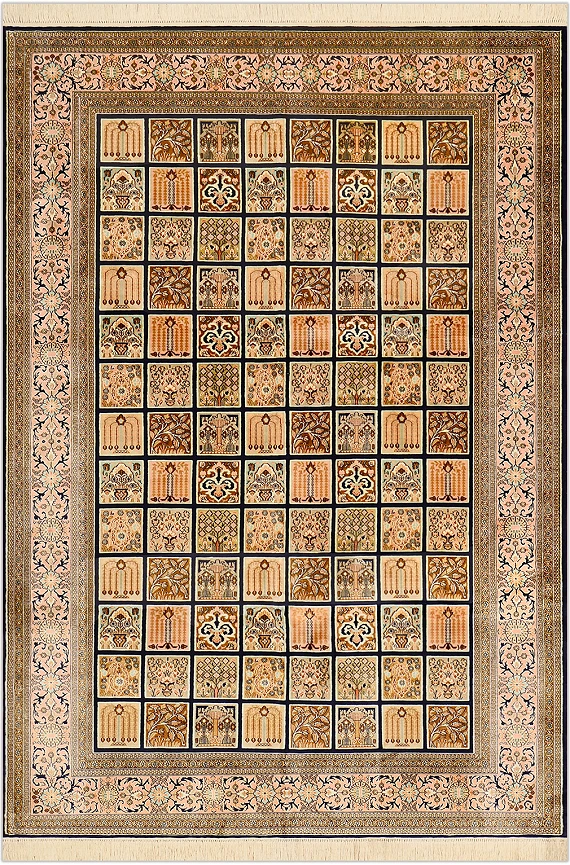 Шелковый Индийский ковер Paradise Garden №1676 185x130cm