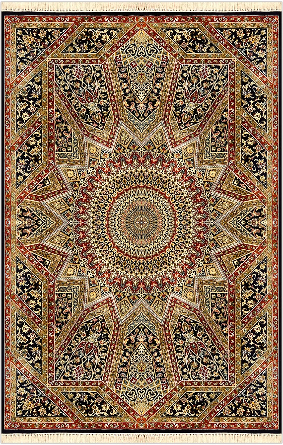 Шелковый Индийский ковер Gombad №2493 186x125cm