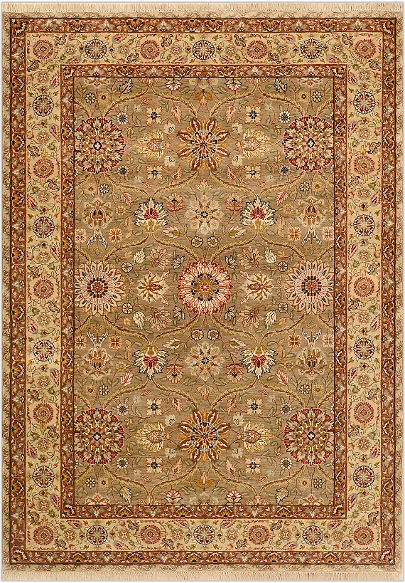 Индийский Agra ковер №3167 215x153cm из шелка и шерсти