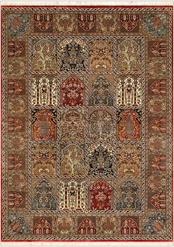 Индийский Paradise Garden ковер №2470 204x148cm из шелка и шерсти