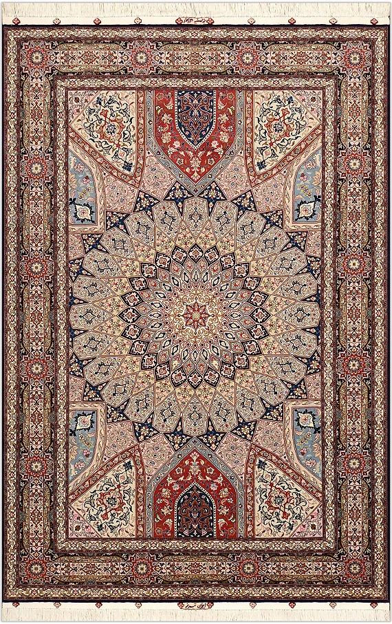 Персидский Tebriz Gombad ковер №1849 300x204cm из шелка и шерсти