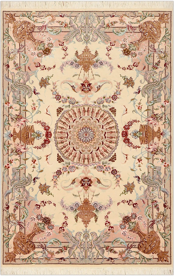 Иранский Tebriz ковер №3061 150x100cm из шелка и шерсти