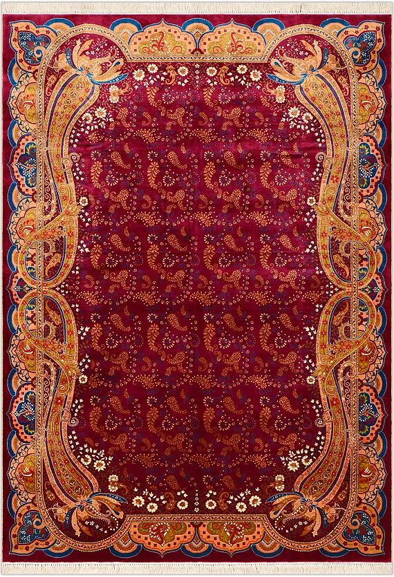 Шелковый Индийский ковер Buta №1433 202x144cm