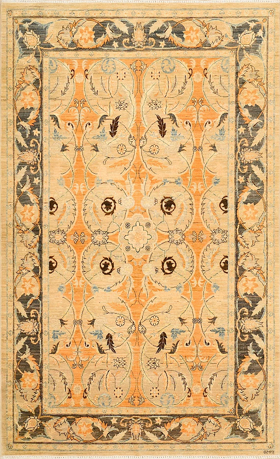 Современный Пакистанский ковер Saltani №1452 294x176cm из шерсти и шелка в стиле неоклассика