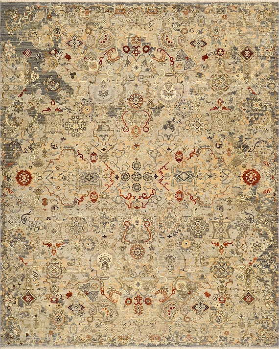 Современный Индийский ковер Artefact №1202 306x245cm из шерсти и шелка в стиле неоклассика