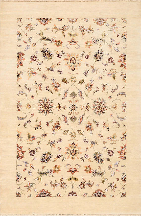 Современный Индийский ковер Mille Fleur №2011 295x195cm из шерсти и шелка в стиле неоклассика