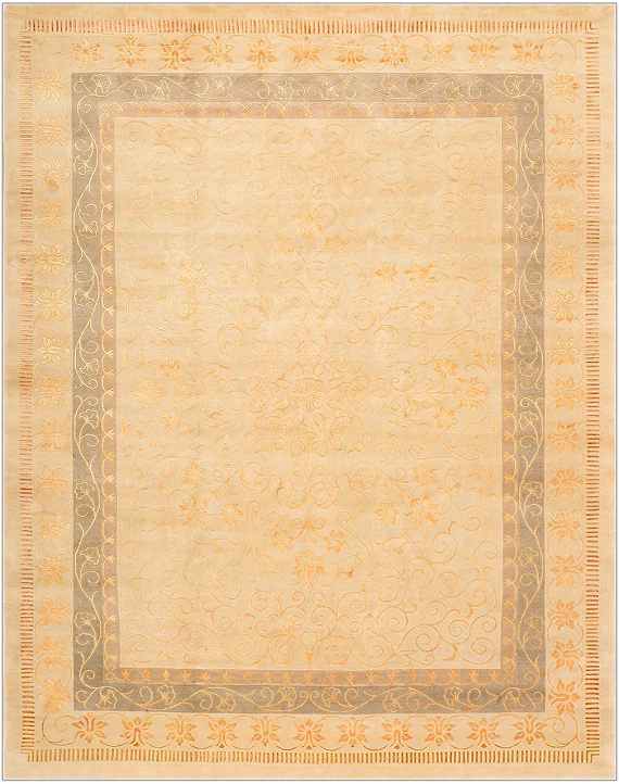 Современный Тибетский ковер Gansu №2445 312x246cm из шерсти и шелка в стиле неоклассика