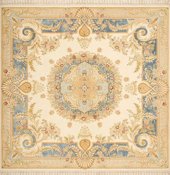 Современный Турецкий ковер Savonnerie №1855 220x216cm из шерсти и шелка в стиле неоклассика