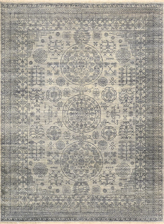 Современный Индийский ковер Kupon №1199 362x275cm из шерсти в стиле неоклассика