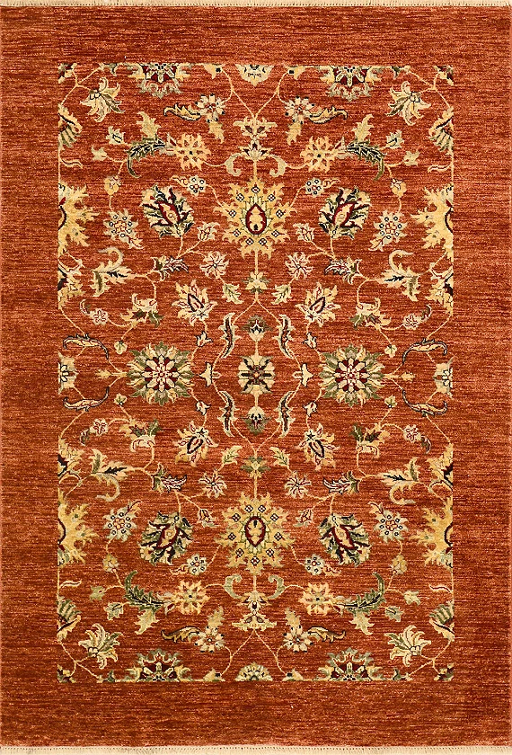 Современный Индийский ковер Mille Fleur №1176 201x138cm из шерсти в стиле неоклассика