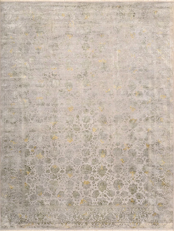 Современный Индийский ковер Shabby Classic №2082 356x275cm из шерсти и шелка в стиле неоклассика