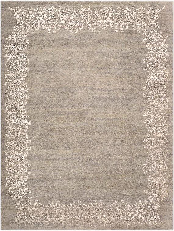 Современный Индийский ковер Damask Frame №3568 402x301cm из шерсти и бамб. шелка в стиле неоклассика