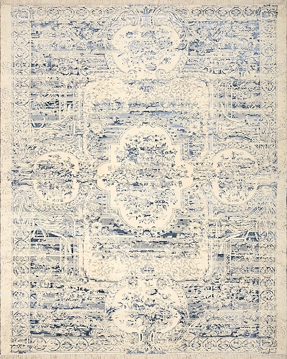 Современный Индийский ковер Versailles №2800 304x246cm из шерсти и бамб. шелка в стиле неоклассика