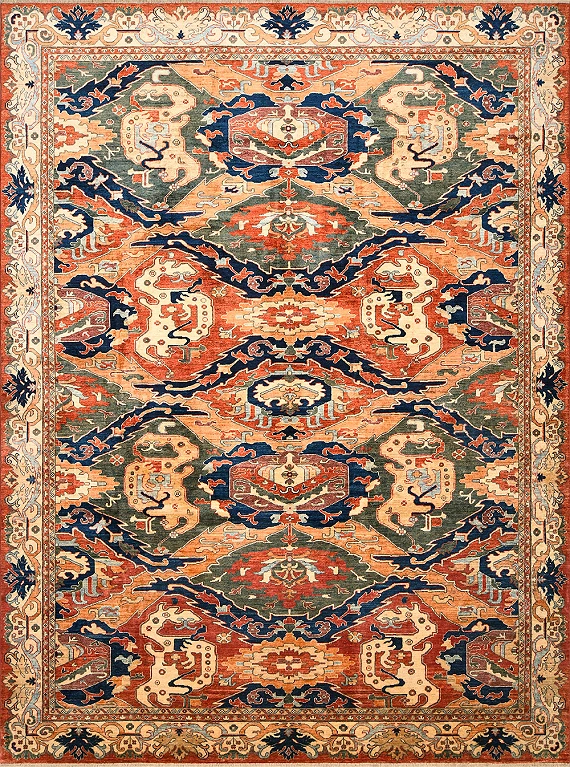 Шерстяной Кавказский ковер Dragon №4068 363x270cm