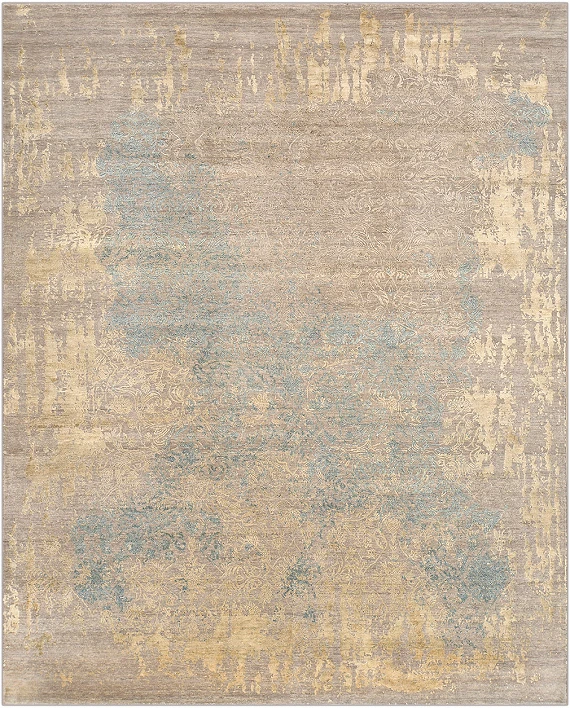 Современный Индийский ковер Shabby Classic №4059 307x245cm из шерсти и шелка в стиле неоклассика