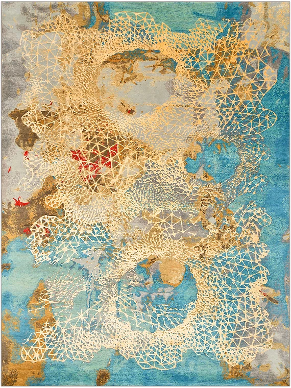 Индийский Element ковер №3991 365x275cm из шелка и шерсти