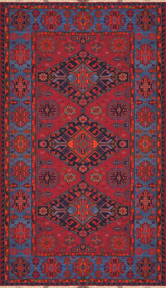 Безворсовый Дагестанский ковер Sumakh №4116 392x218cm из шерсти