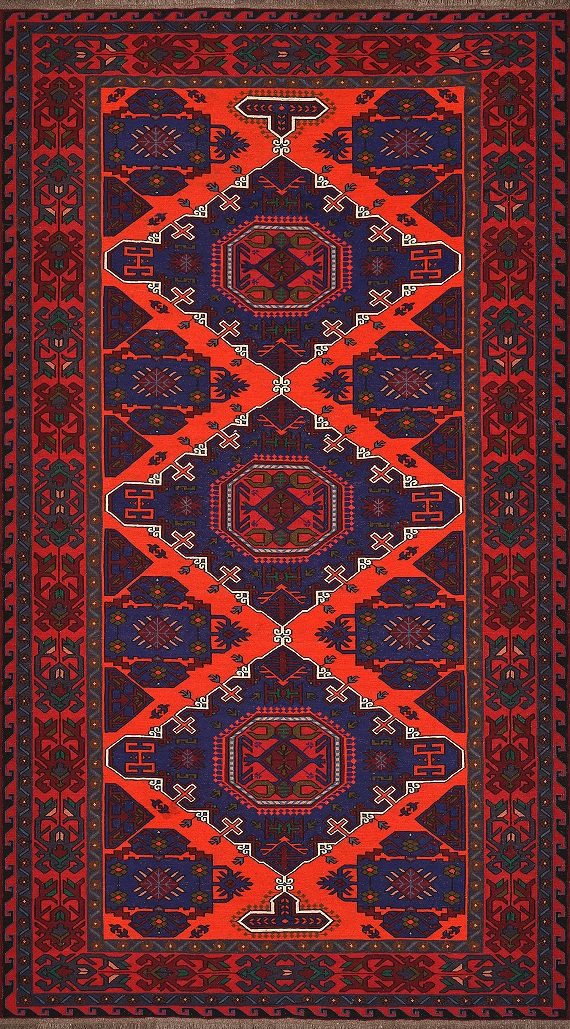 Безворсовый Дагестанский ковер Sumakh №4118 348x195cm из шерсти
