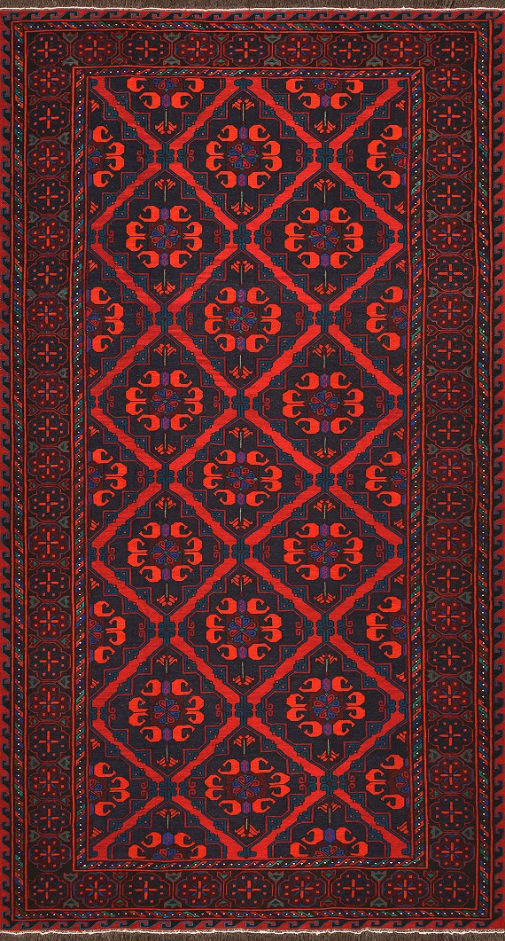 Безворсовый Дагестанский ковер Sumakh №4125 371x198cm из шерсти