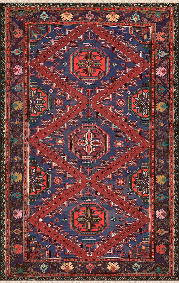 Безворсовый Дагестанский ковер Sumakh №4128 331x213cm из шерсти