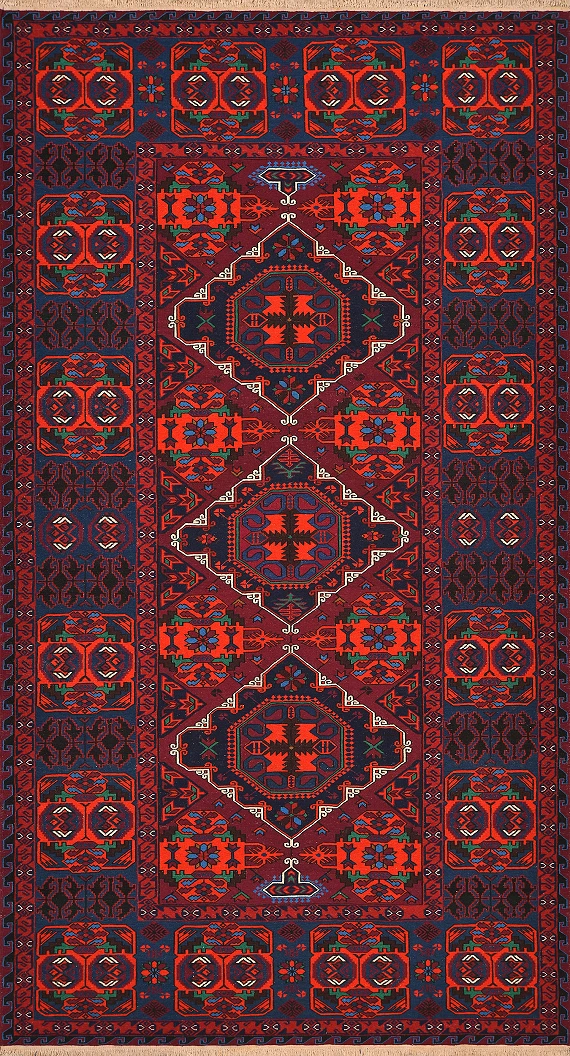 Безворсовый Дагестанский ковер Sumakh №4130 370x203cm из шерсти