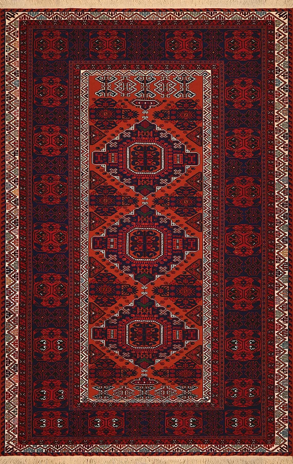 Безворсовый Дагестанский ковер Sumakh №4134 393x258cm из шерсти