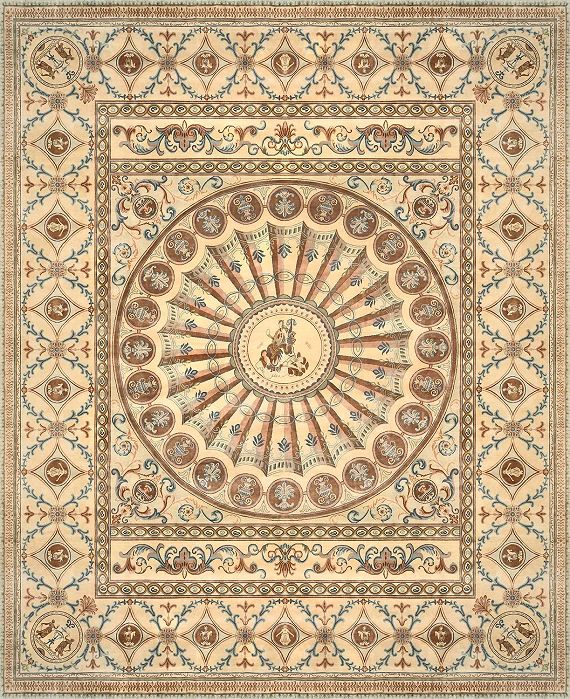 Современный Непальский ковер Savonnerie №3269 635x527cm из шерсти в стиле неоклассика